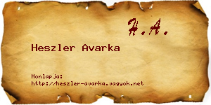 Heszler Avarka névjegykártya